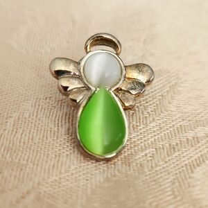 Guardian angel pin green peridot white pearl